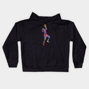 Basketball player girl jump Kids Hoodie